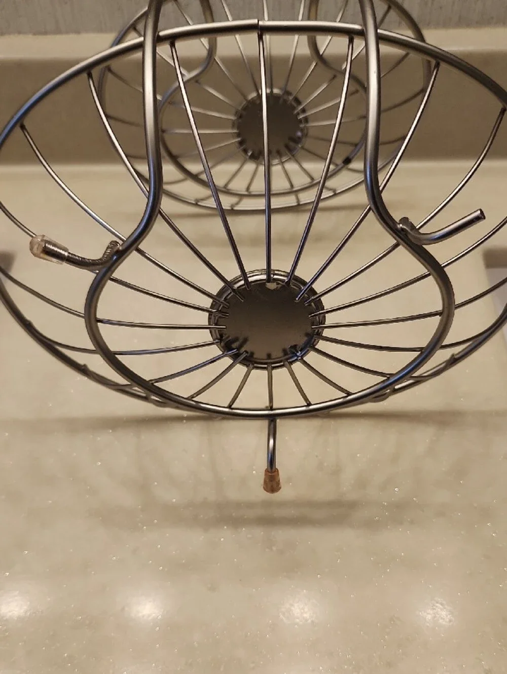 Two-Tier Metal Fruit Basket Stand- Silver-tone